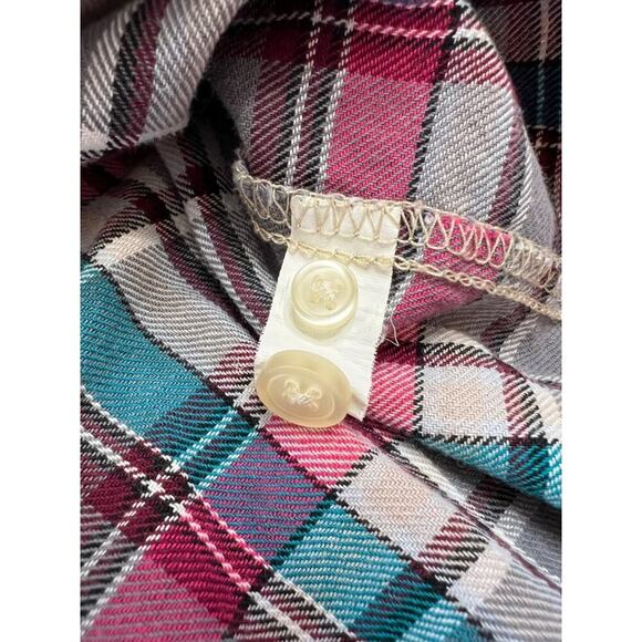 Superbad Shirt Pink Gray Aqua Flannel Button Up Shirt M - Picture 9 of 11